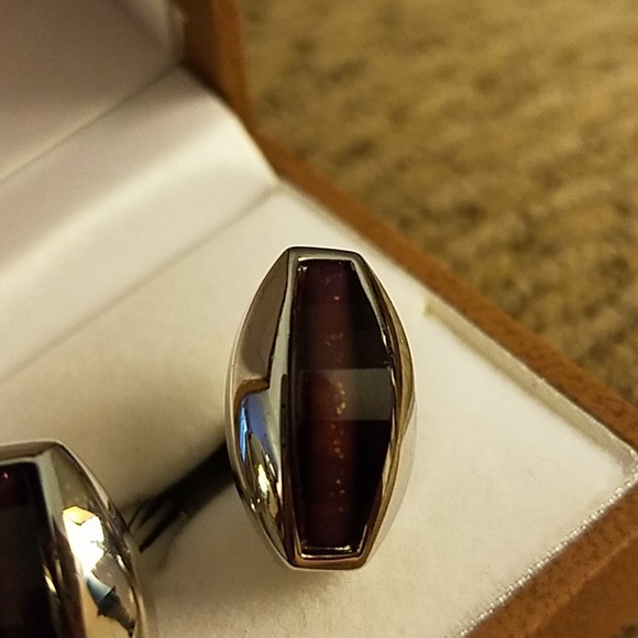 EGARA Men's silver and purple cuff links - Picture 4 of 5